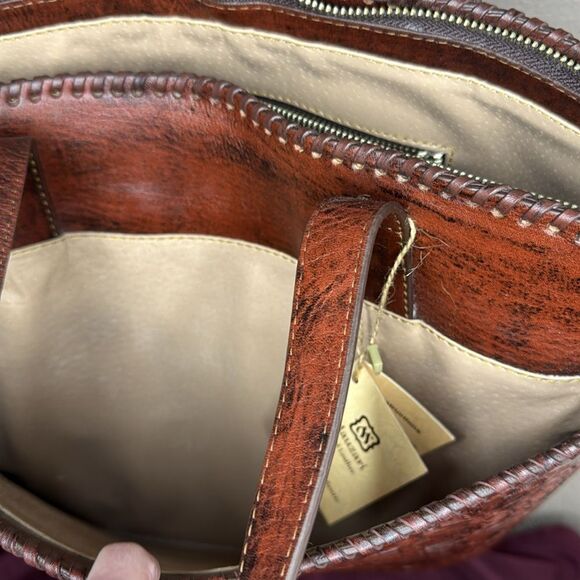 Mauzari Berlin Women's Large Tooled Leather Tote with External Pocket NEW - Picture 12 of 12